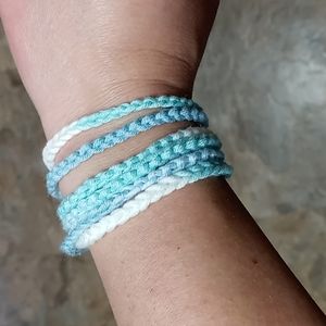 Blue & white multi strand crochet bracelet